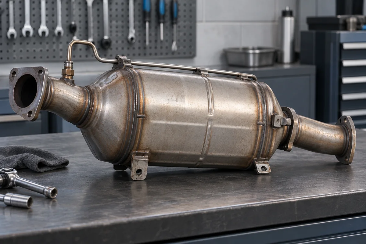Un filtre à particules diesel sur un établi