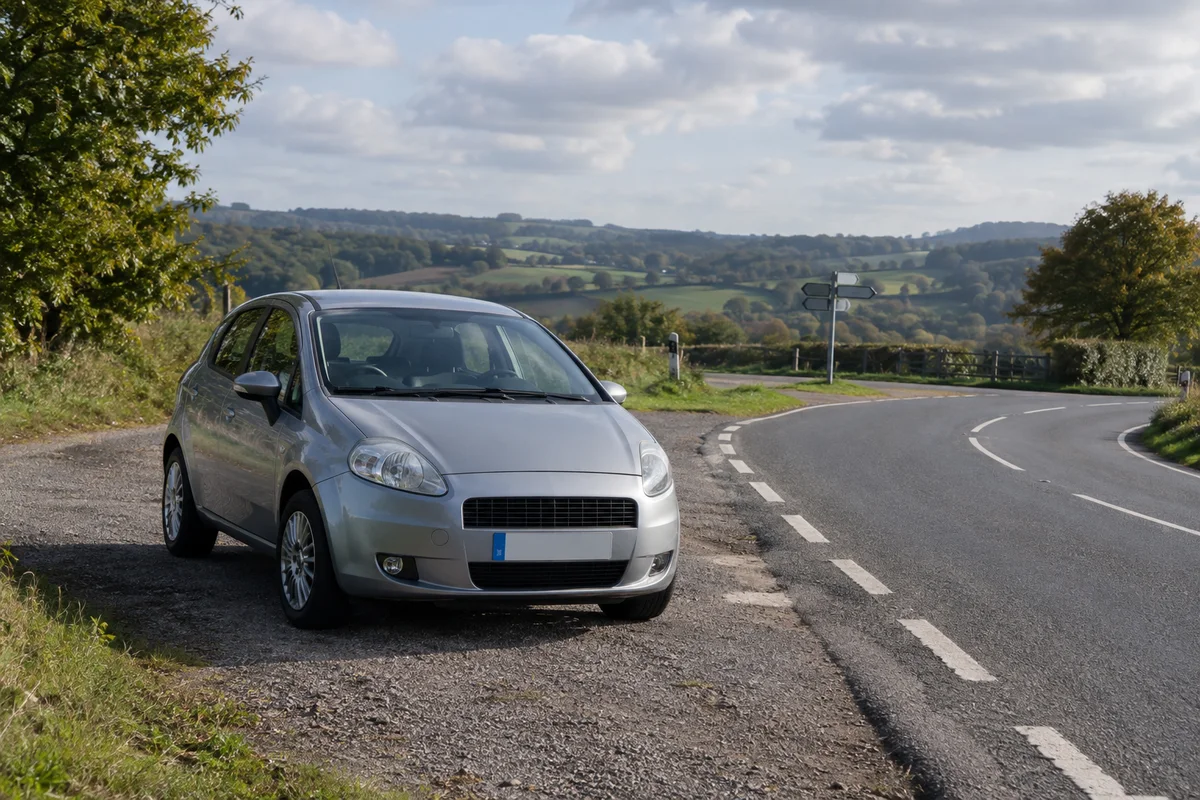Voiture stationnée en sécurité à l’écart d’une intersection