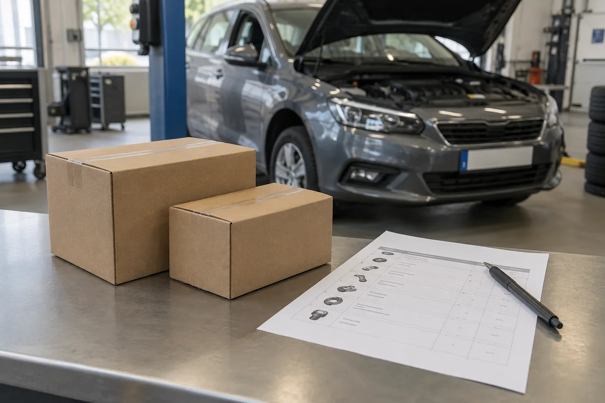 Boîtes de pièces près d’un devis
