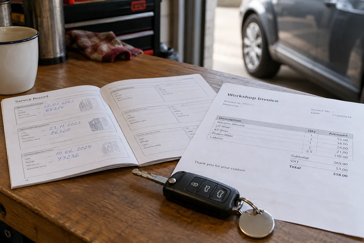 Un carnet et des documents servant à vérifier les échéances d’entretien