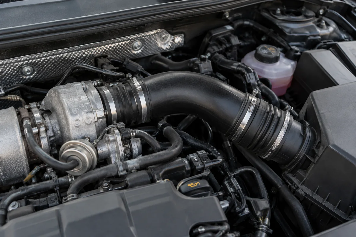 Intake pipe connections in an engine bay