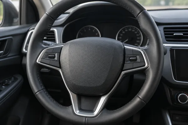 Le cache intact de l’airbag du volant