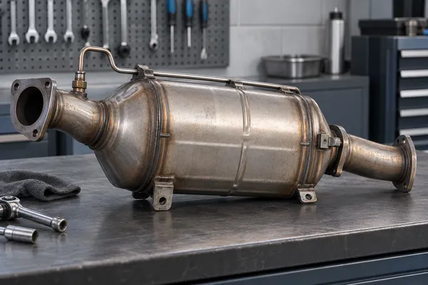 Un filtre à particules diesel sur un établi